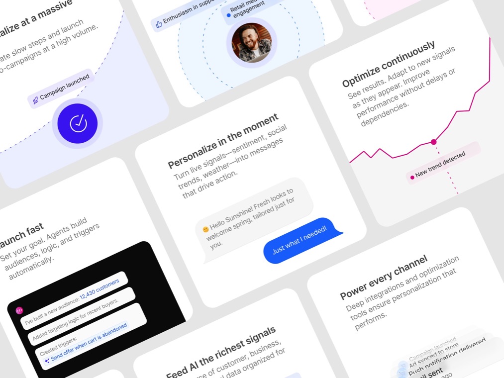 Simon AI website modules and product cards